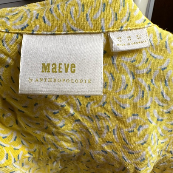Anthropologie Maeve Blithe Sprinkle Print Collared Yellow Button Down Blouse - Picture 2 of 9